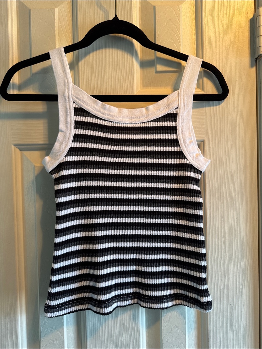 Hard Tail Black & White Striped Ribbed Tank